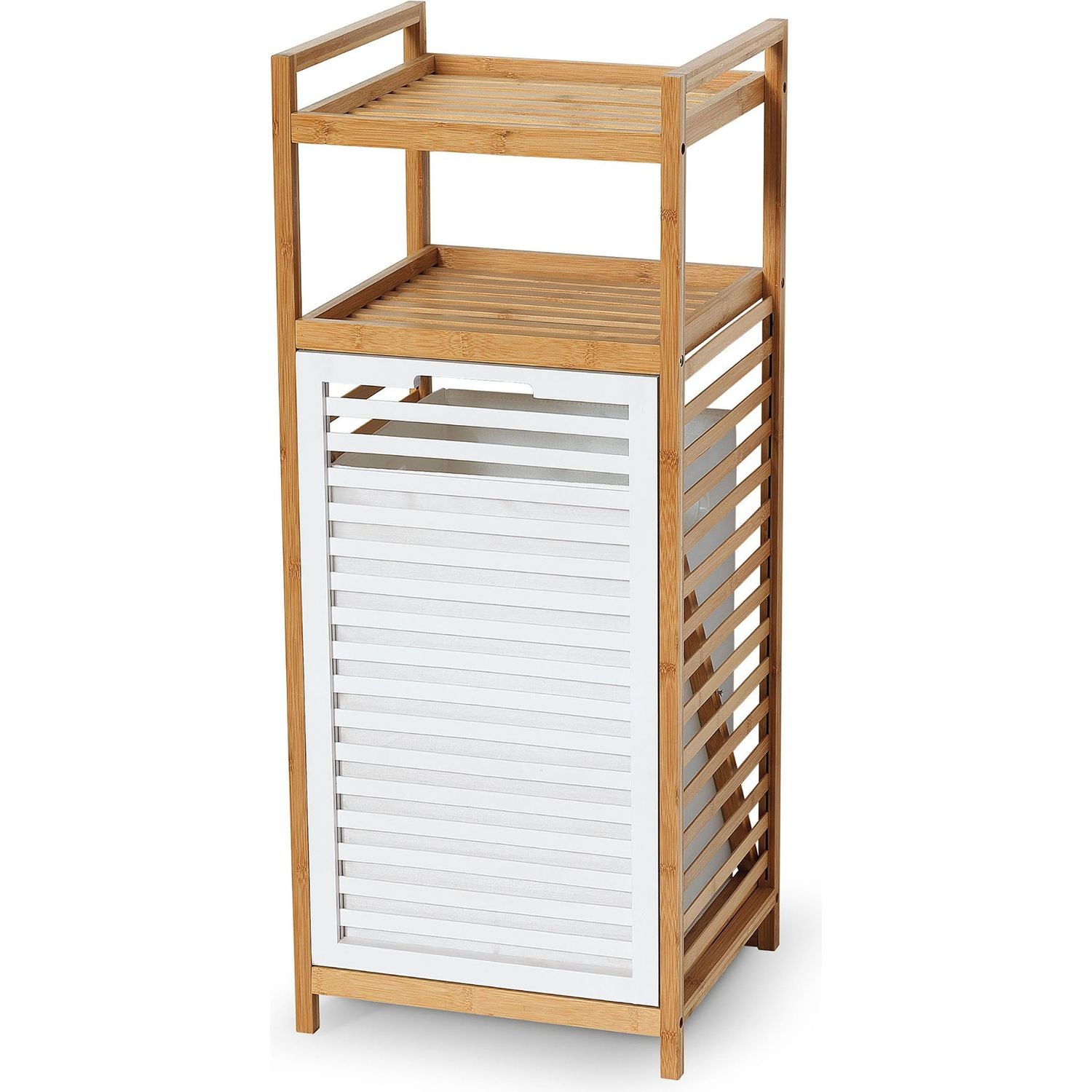 DOMOLIVING - Mobiletto Portabiancheria in bamboo - h90,5x36,8x33,5 cm